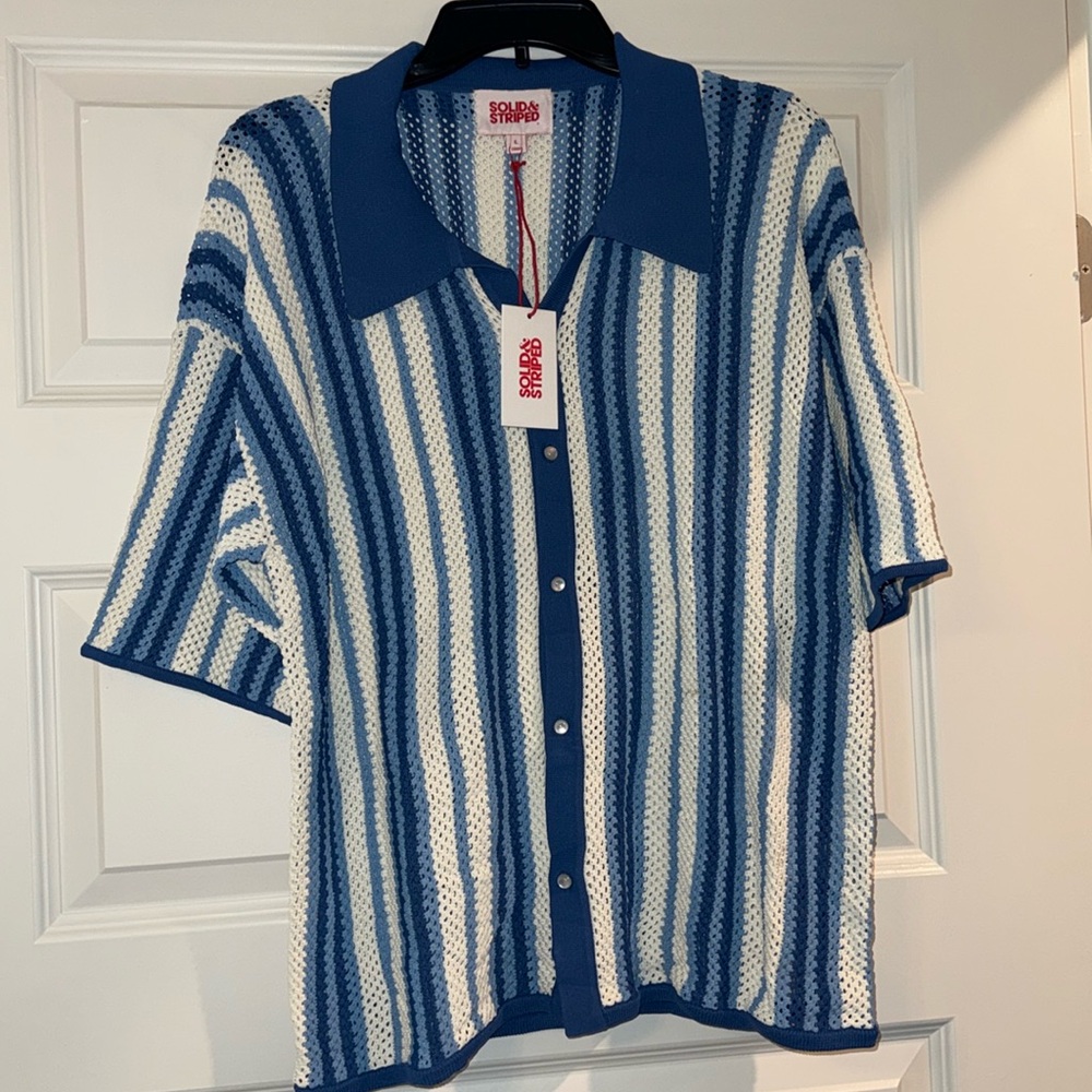 Solid & Striped Knit Button Up